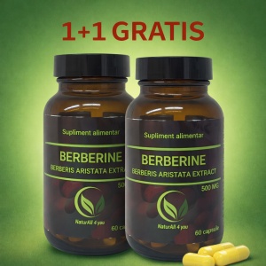 1+1 Berberină 490 mg HCL - pentru glicemie și colesterol, 60 capsule - Bunăstare din