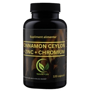 1 + 1 Scorțișoară cu crom și zinc, 2 x 120 capsule - Bunăstare din Natură - Img 2