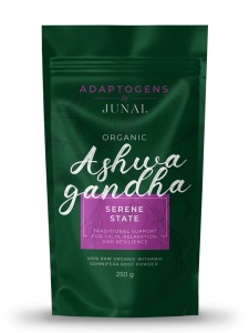 ECO Ashwagandha Serene State JUNAI - 100% pulbere organică de ashwagandha, 250 g, Junai
