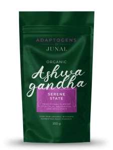 ECO Ashwagandha Serene State JUNAI - 100% pulbere organică de ashwagandha, 250 g, Junai