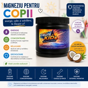 Magneziu pentru copii (7+), supliment alimentar, 150 g, Elite Kid - Img 2