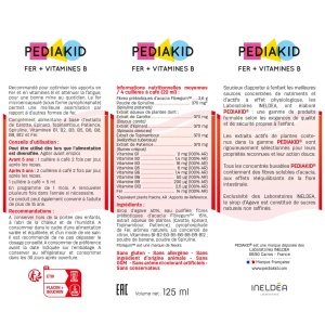 Fier + vitamine B, supliment lichid pentru copii, 125 ml, Pediakid - Img 2