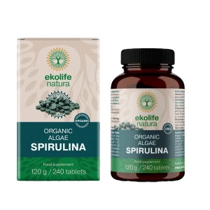 Spirulină algă ecologică, 240 comprimate - Ekolife Natura