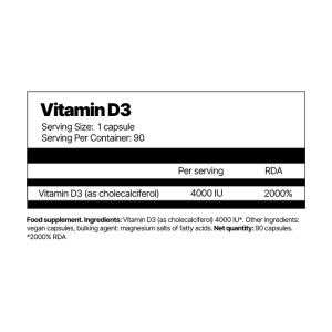 Vitamin D3 (4000 UI), supliment alimentar, 90 capsule, 4Endurance - Img 3