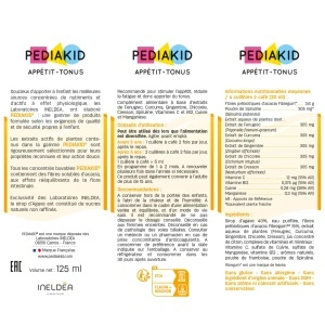 Appetit-tonus, supliment lichid pentru copii, 125 ml, Pediakid - Img 2