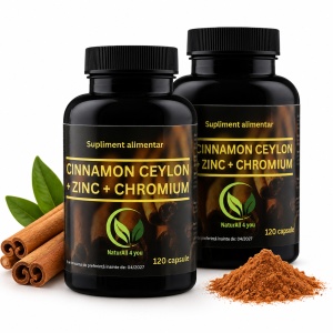 1 + 1 Scorțișoară cu crom și zinc, 2 x 120 capsule - Bunăstare din Natură
