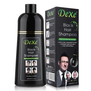 Șampon natural nuanțator pentru vopsirea părului în negru pentru femei și bărbați, 400 ml, Dexe