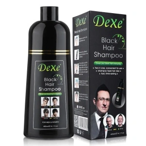 Șampon natural nuanțator pentru vopsirea părului în negru pentru femei și bărbați, 400 ml, Dexe