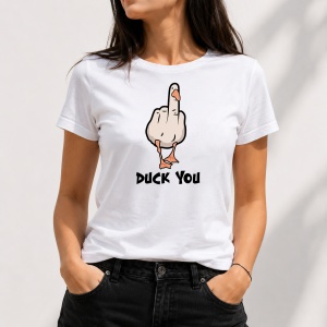 Tricou alb dama DUCK YOU