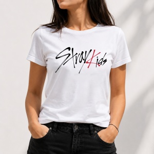 Tricou alb dama Stray Kids Logo