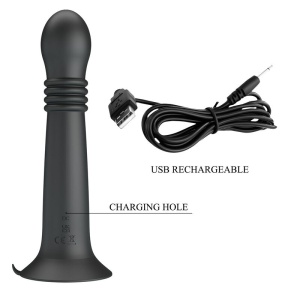 Aparat de masaj rotativ și de împingere Pretty Love Stella din silicon, cu ventuză, reîncărcabil USB, Negru - Img 5