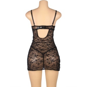 Babydoll din Dantelă cu Bretele Reglabile Subblime - Mărime S/M, Negru (Model 954185) - Img 2