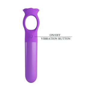 Mini vibrator de masaj din silicon, cu inel ergonomic de prindere, reîncărcabil USB, 10 moduri de vibrație, Mov - Img 3