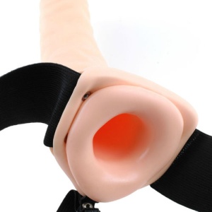 Penis Vibrator cu Ham Reglabil 19 cm Maro – Vibrații Multiple și Design Hollow - Img 4