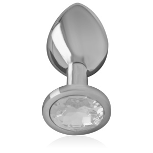Plug Anal de Lux din Aluminiu Intense – Cu Cristal Argintiu Strălucitor, Mărimea S (7 cm)