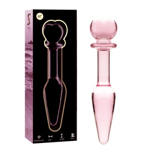 Plug Anal din Sticlă Borosilicată Ibiza Nebula – Model 7 Transparent/Roz, Lungime Generoasă și Jocuri Termice (13.5 cm)