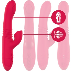 Vibrator Multifunctional „Dua” cu Miscare Sus-Jos, Pulsatii si Limba (Rosu, 3 Motoare, USB) - Img 5