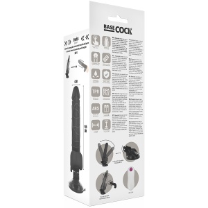 Vibrator Realist cu Telecomandă și Testiculi Basecock Negru 19,5 cm | Funcție Extensor și Ventuză Detașabilă - Img 5