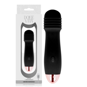 Vibrator reîncărcabil Trei Dolce Vita din silicon, 7 viteze de vibrație, Negru