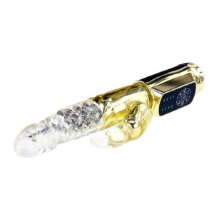 Vibrator Rotativ Tip Iepuraș Rabbit Gold Prince – Stimulare Duală cu Bile Metalice - Img 3