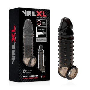 Extensie și Teacă Penis V11 Neagră – Texturată, Flexibilă și Ajustabilă - Img 5