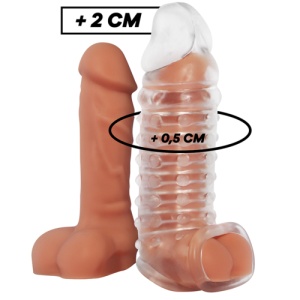 Extensie și Teacă Penis V11 Transparentă – Texturată, Flexibilă și Ajustabilă - Img 5