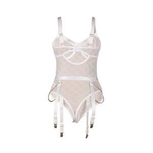 Set Lenjerie Intimă Alb Subblime – Body cu Lanțuri și Portjartier (L/XL) - Img 5