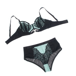 Set Lenjerie Intimă Verde Subblime 955557 – Sutien Push-Up cu Fermoar și Chilot din Plasă (S/M) - Img 4