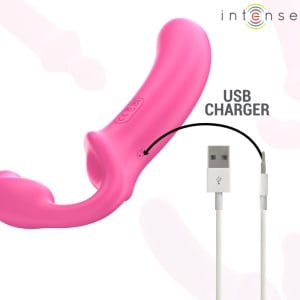 Vibrator Dublu „Amy” cu Telecomandă (Roz, 20 cm, 10 Trepte de Vibrație, USB) - Img 4