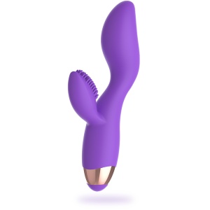 Vibrator Dublu Reîncărcabil din Silicon cu Stimulator Clitoridian (10 Moduri, Submersibil, 18.8 cm) - Img 3