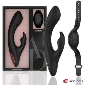 Vibrator Iepuraș cu Telecomandă Ceas Watchme Anne's Desire – Negru, 2 Motoare, 7 Moduri, Impermeabil, USB