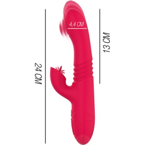 Vibrator Multifunctional „Dua” cu Miscare Sus-Jos, Pulsatii si Limba (Rosu, 3 Motoare, USB) - Img 2