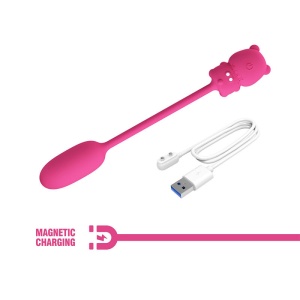 Vibrator Olson Pretty Love din silicon, cu controler cu fir în formă de urs, reîncărcabil magnetic, 7 moduri de vibrație, Roz - Img 5