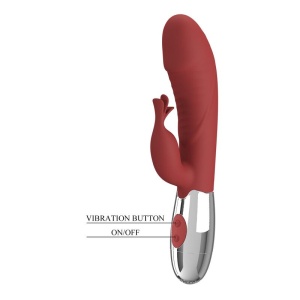 Vibrator Rabbit din silicon flexibil, dublu motor pentru punctul G și clitoris, reîncărcabil USB, 30 de funcții, Roșu - Img 2