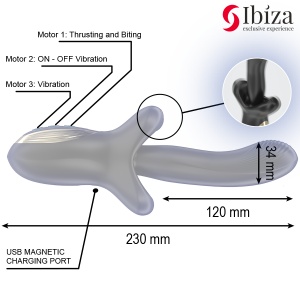 Vibrator rotativ premium IBIZA cu 3 motoare, rotație și funcție de „mușcătură” - Img 2