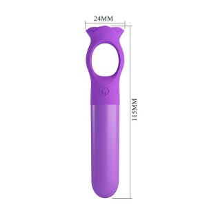 Mini vibrator de masaj din silicon, cu inel ergonomic de prindere, reîncărcabil USB, 10 moduri de vibrație, Mov - Img 7