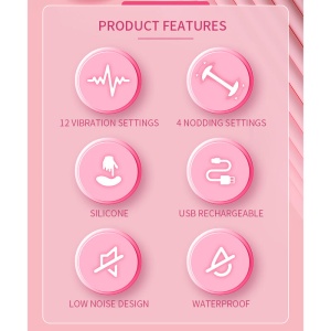 Vibrator din Silicon Pretty Love Duden Roz – 12 Moduri de Vibrație și 3 Trepte de Balansare - Img 11