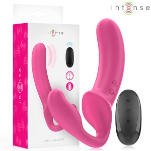 Vibrator Dublu „Amy” cu Telecomandă (Roz, 20 cm, 10 Trepte de Vibrație, USB)