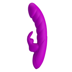 Vibrator Monica din silicon, dublă stimulare pentru punctul G și clitoris, reîncărcabil magnetic, 10 moduri de vibrație, Mov - Img 4