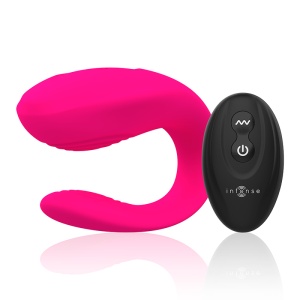 Vibrator pentru Cupluri cu Telecomandă Bruno Partner Double Pleasure - Roz, 10 Vibrații, IPX6, USB - Img 4