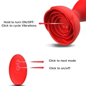 Vibrator și Plug Anal cu Telecomandă Extreme A Bloom Rose – Silicon Premium, Stimulare Dublă și 10 Moduri de Vibrație (Roșu Pasionat) - Img 6