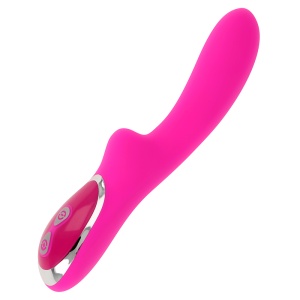 Vibrator tip iepuraș Rabbit din silicon, curbat pentru punctul G, încărcare magnetică, 10 viteze, Roz, 21 cm