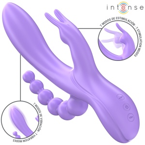 Vibrator Triplu Miko Rabbit & Stimulator & Anal, 7 Vibrații, Mov - Img 2