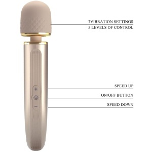 Aparat de Masaj Magic Wand Mare Champagne – Șampanie, 5 Viteze, 7 Vibrații, USB - Img 5
