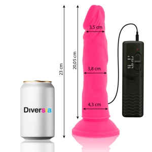 Dildo Vibrator Flexibil cu Ventuză Diversia Roz 23 cm – Telecomandă cu Fir, Compatibil Ham și Conectare Duală - Img 5