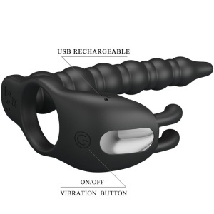 Inel de Penis Vibrant Blackney cu Plug Anal – Erecții Ferme, 7 Moduri de Vibrație și Design Ergonomic - Img 6