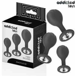 Set de 3 Plug-uri Anale Progresive din Silicon cu Bijuterie Addicted Toys – Dimensiuni S, M, L - Img 6