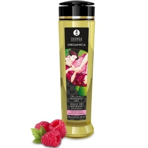 Shunga – Ulei de Masaj Organic, Aromă de Zmeură, 240 ml
