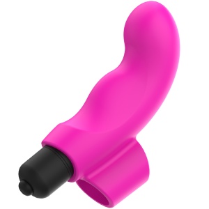 Vibrator cu degetar din silicon roz neon - Img 4