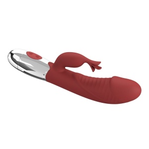 Vibrator Rabbit din silicon flexibil, dublu motor pentru punctul G și clitoris, reîncărcabil USB, 30 de funcții, Roșu - Img 6